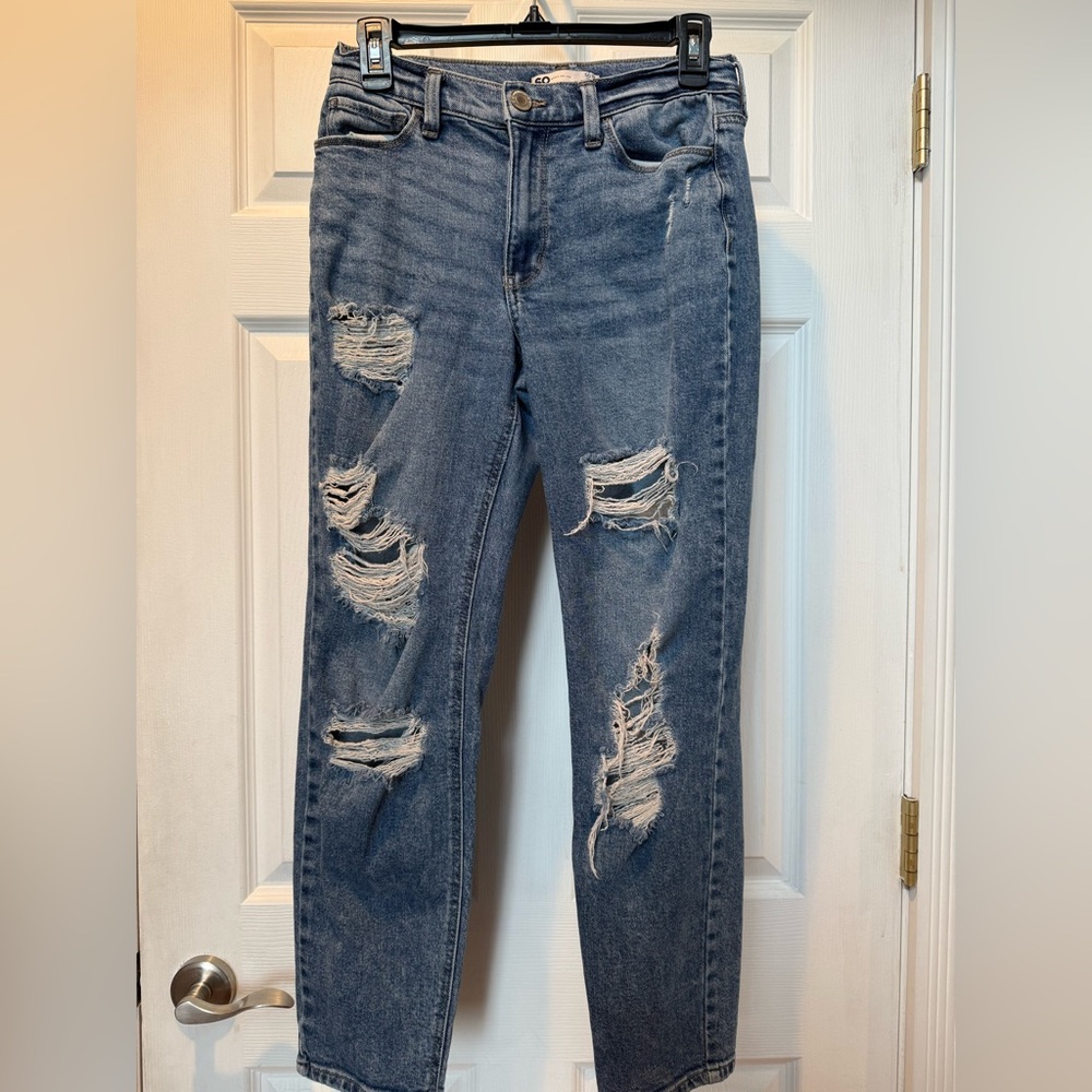 SO Distressed Blue Boyfriend Jeans
